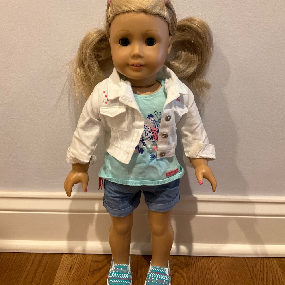 American girl doll with outfit and shoes